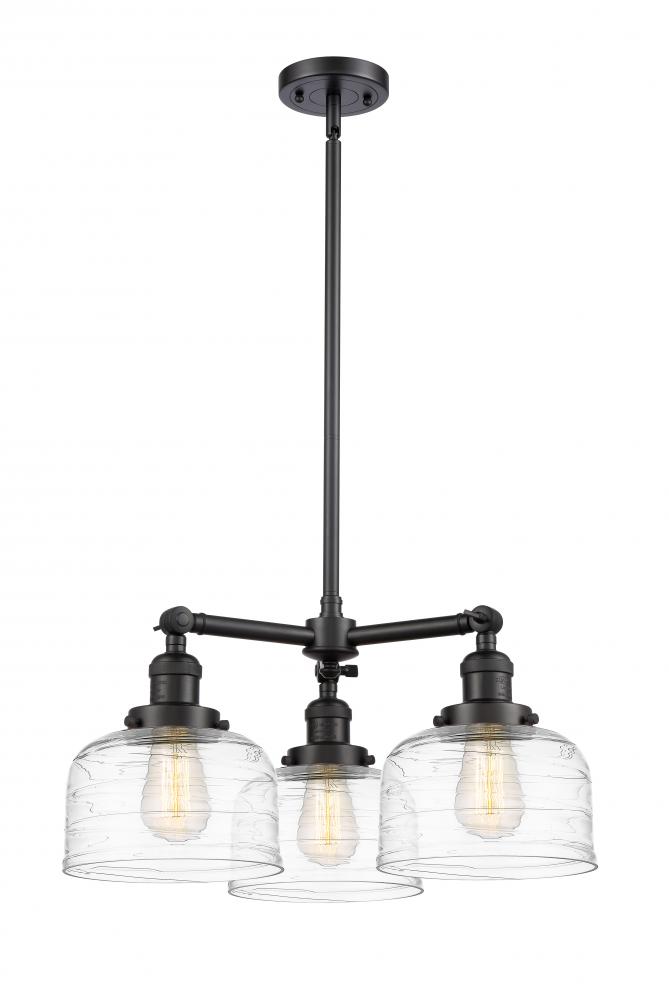Bell - 3 Light - 22 inch - Matte Black - Stem Hung - Chandelier