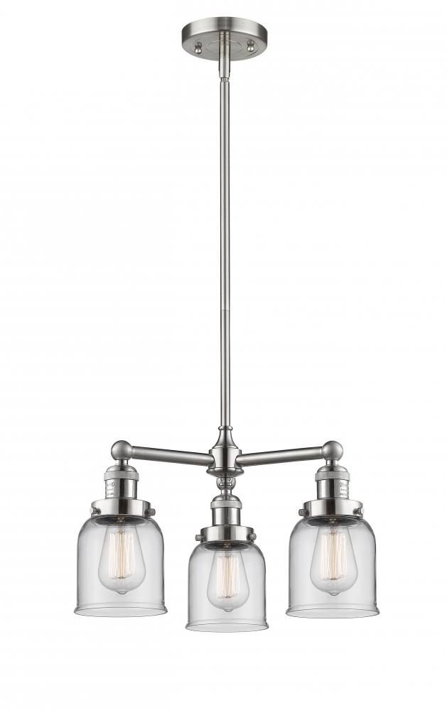 Bell - 3 Light - 19 inch - Brushed Satin Nickel - Stem Hung - Chandelier