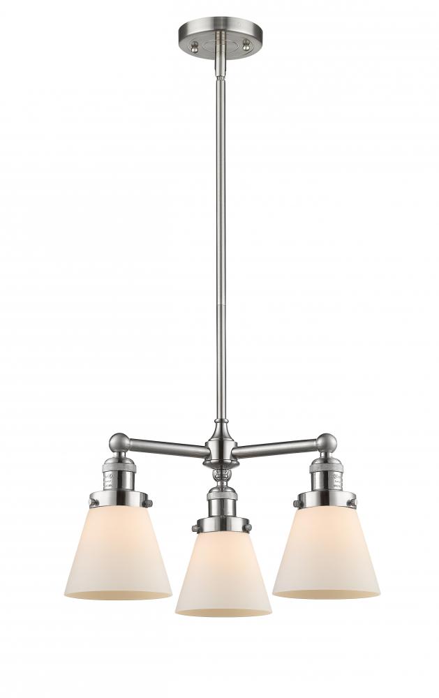 Cone - 3 Light - 19 inch - Brushed Satin Nickel - Stem Hung - Chandelier