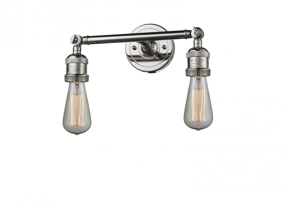 Bare Bulb - 2 Light - 11 inch - Polished Nickel - Adjustable Bath Vanity Light