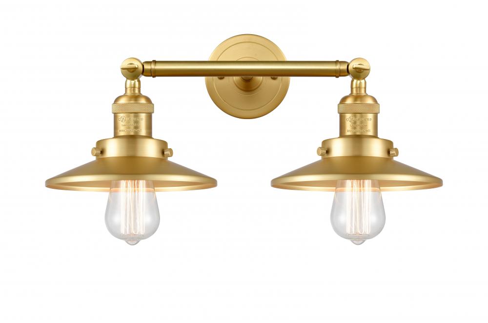 Railroad - 2 Light - 18 inch - Satin Gold - Adjustable Bath Vanity Light