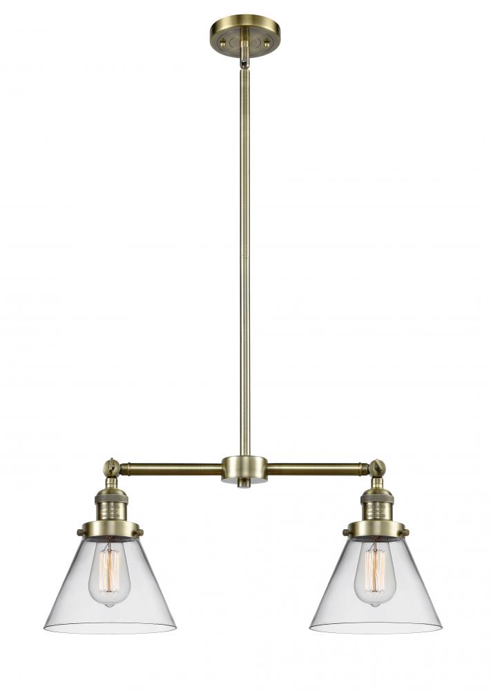Cone - 2 Light - 21 inch - Antique Brass - Stem Hung - Adjustable Island Light