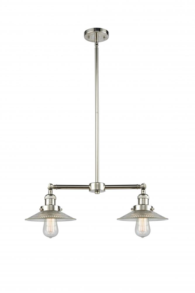 Halophane - 2 Light - 21 inch - Polished Nickel - Stem Hung - Adjustable Island Light
