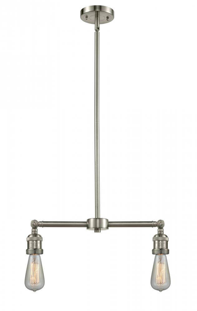 Bare Bulb - 2 Light - 8 inch - Brushed Satin Nickel - Stem Hung - Adjustable Island Light