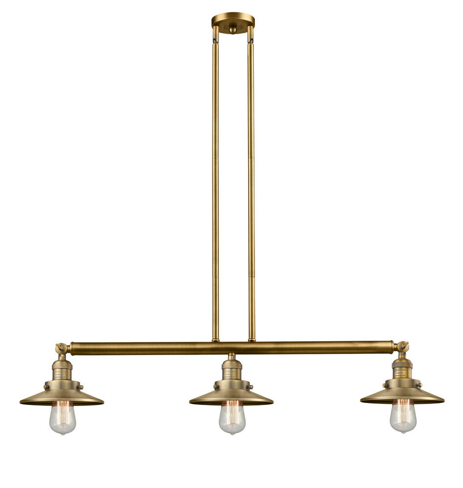 Railroad - 3 Light - 41 inch - Brushed Brass - Stem Hung - Adjustable Island Light