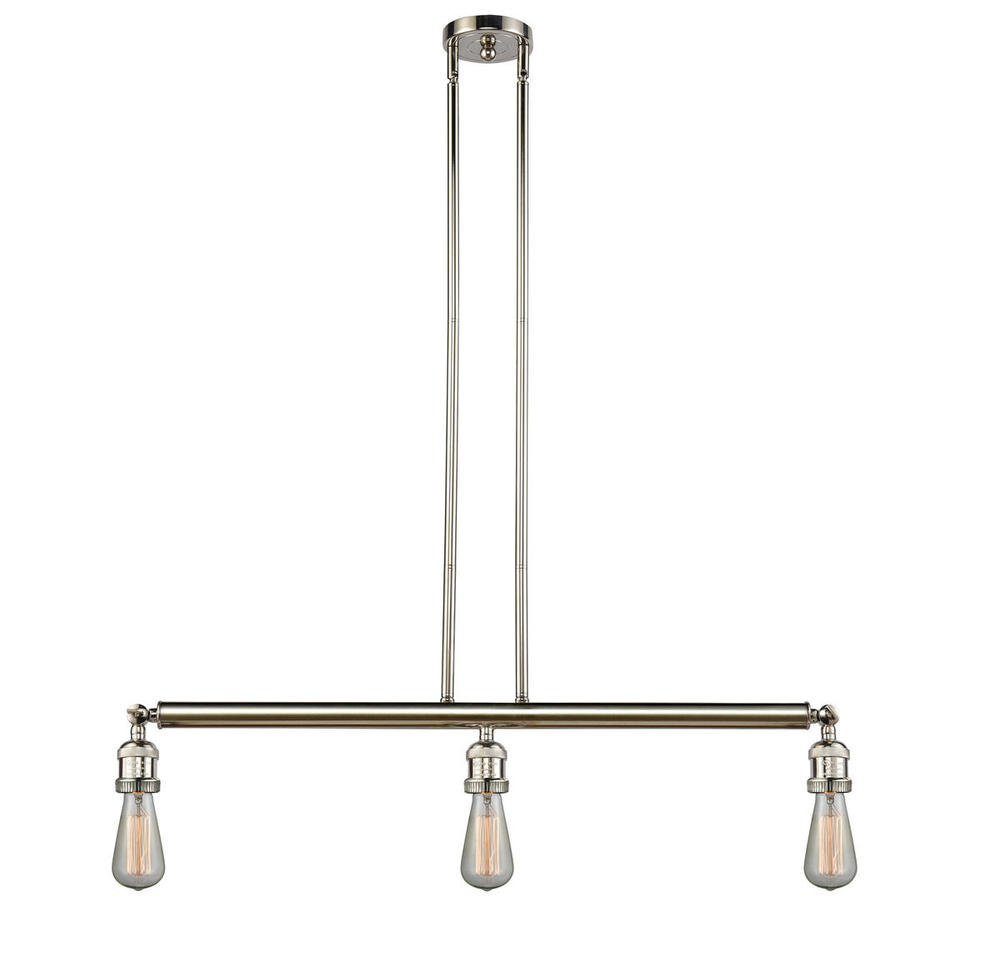 Bare Bulb - 3 Light - 38 inch - Polished Nickel - Stem Hung - Adjustable Island Light