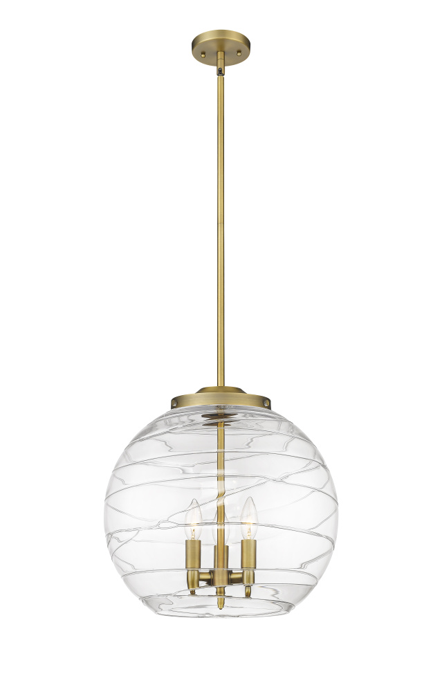 Athens Deco Swirl - 3 Light - 16 inch - Brushed Brass - Stem hung - Pendant