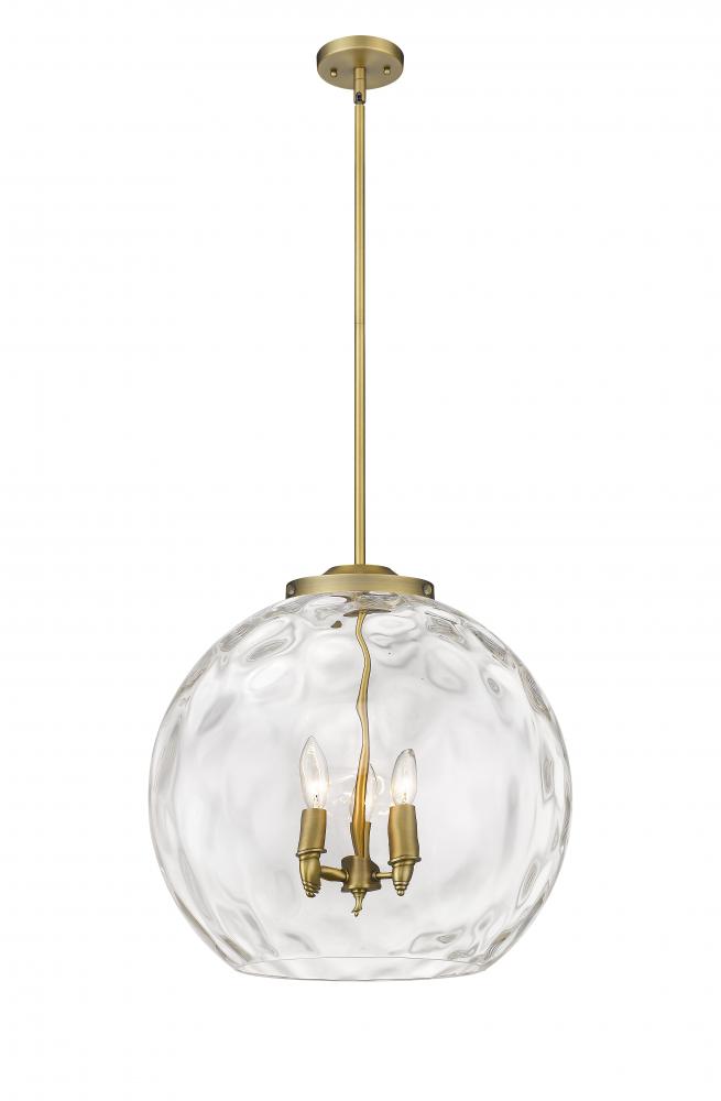 Athens Water Glass - 3 Light - 18 inch - Brushed Brass - Stem hung - Pendant