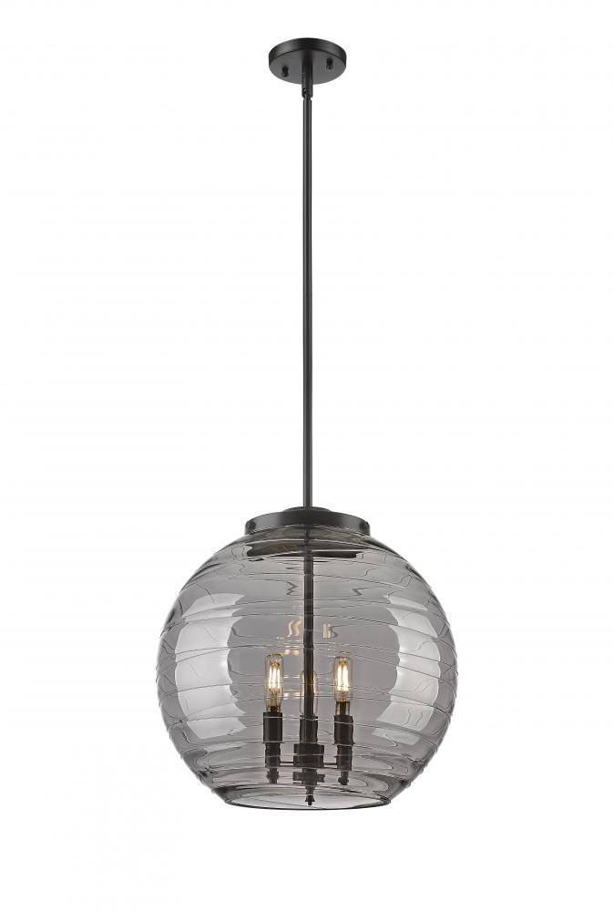 Athens Deco Swirl - 3 Light - 16 inch - Matte Black - Stem hung - Pendant