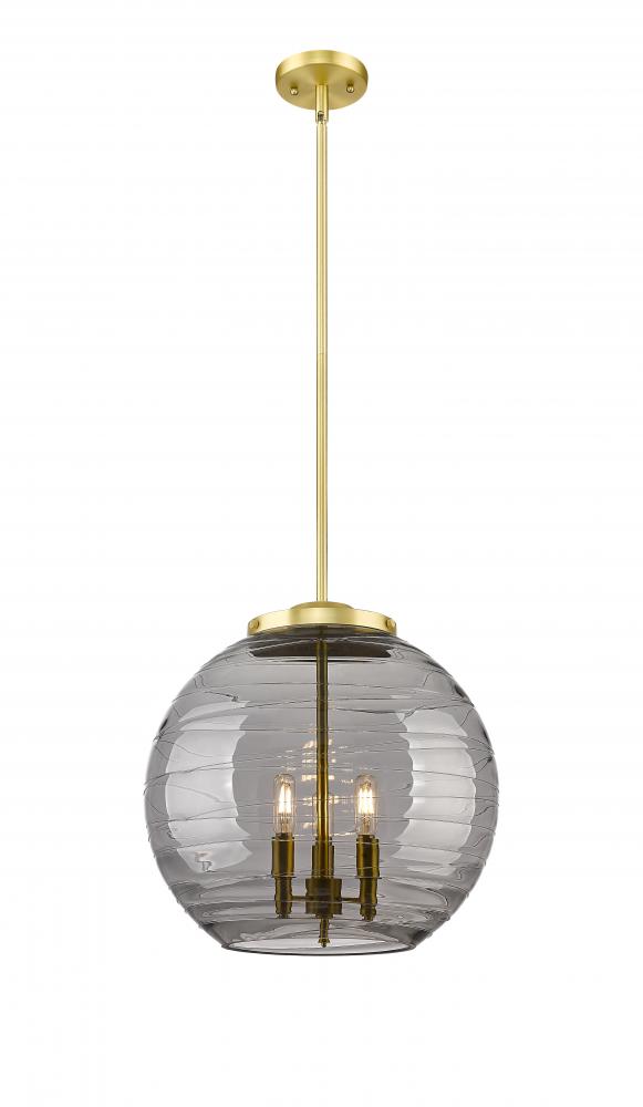 Athens Deco Swirl - 3 Light - 16 inch - Satin Gold - Stem hung - Pendant