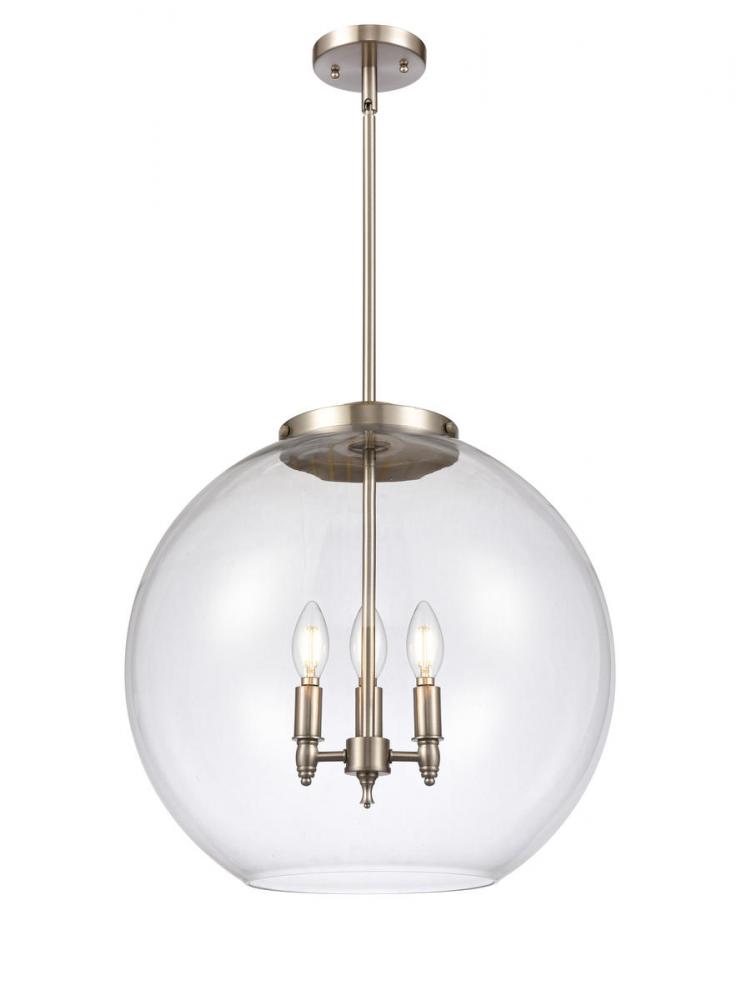 Athens - 3 Light - 18 inch - Brushed Satin Nickel - Stem hung - Pendant