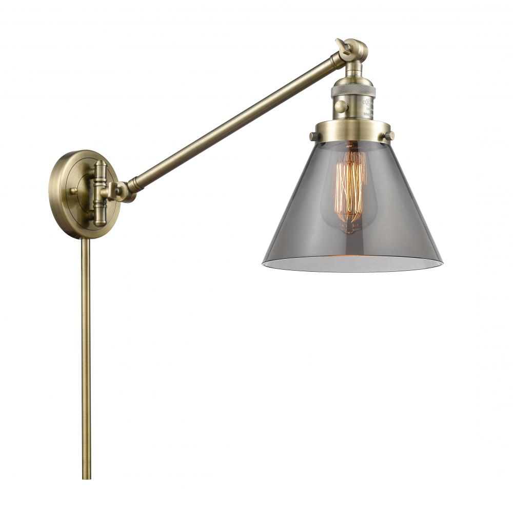 Cone - 1 Light - 8 inch - Antique Brass -Adjustable Swing Arm