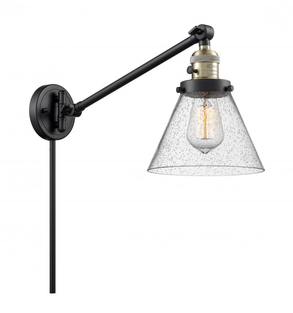 Cone - 1 Light - 8 inch - Black Antique Brass -Adjustable Swing Arm