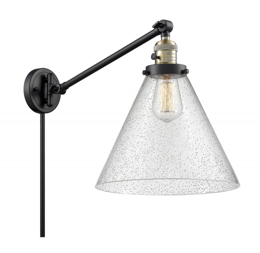 Cone - 1 Light - 12 inch - Black Antique Brass -Adjustable Swing Arm