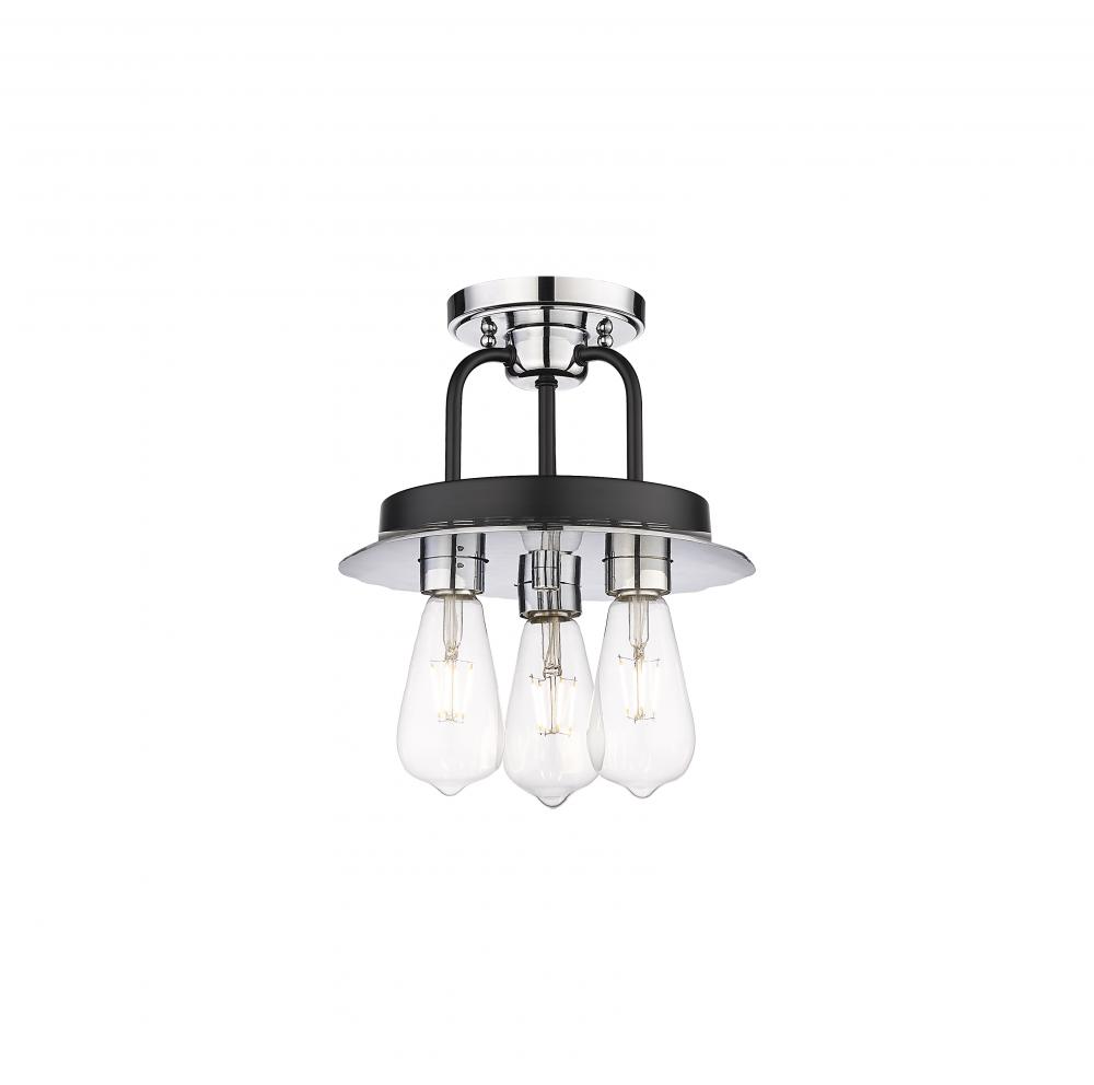 Kahana - 3 Light - 15 inch - Black Polished Chrome - Semi-Flush Mount