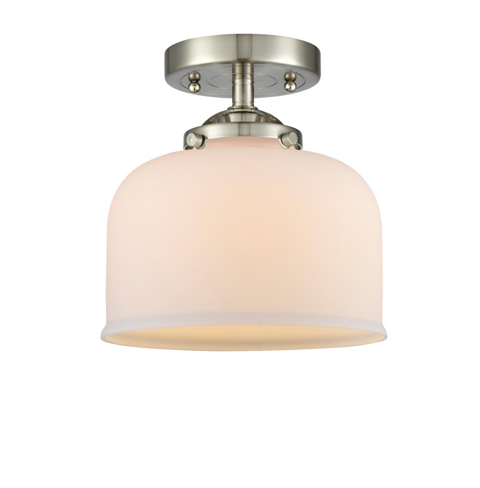 Bell - 1 Light - 8 inch - Brushed Satin Nickel - Semi-Flush Mount