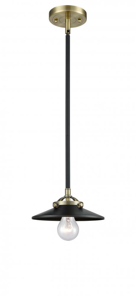 Railroad - 1 Light - 8 inch - Black Antique Brass - Stem hung - Mini Pendant