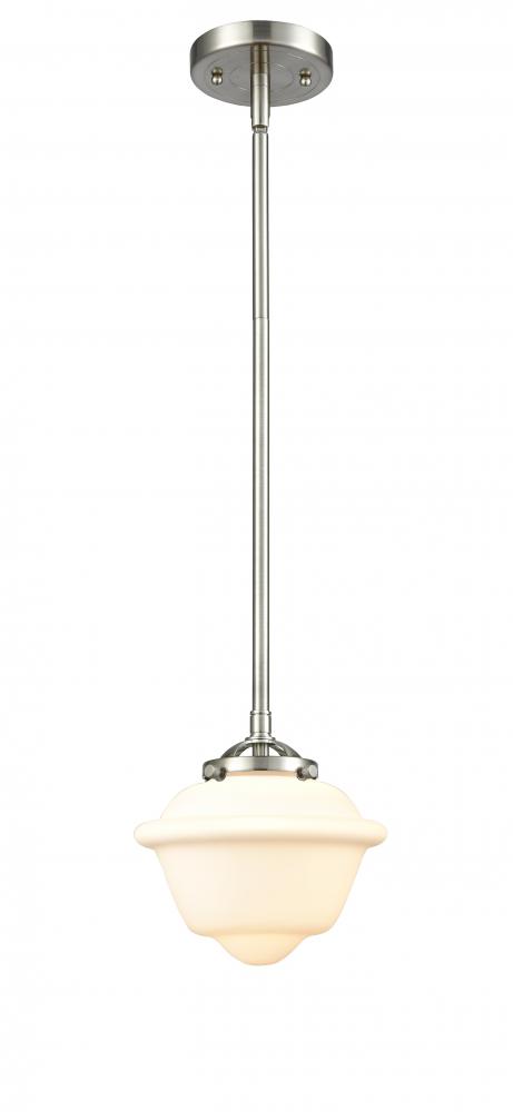Oxford - 1 Light - 8 inch - Brushed Satin Nickel - Stem hung - Mini Pendant