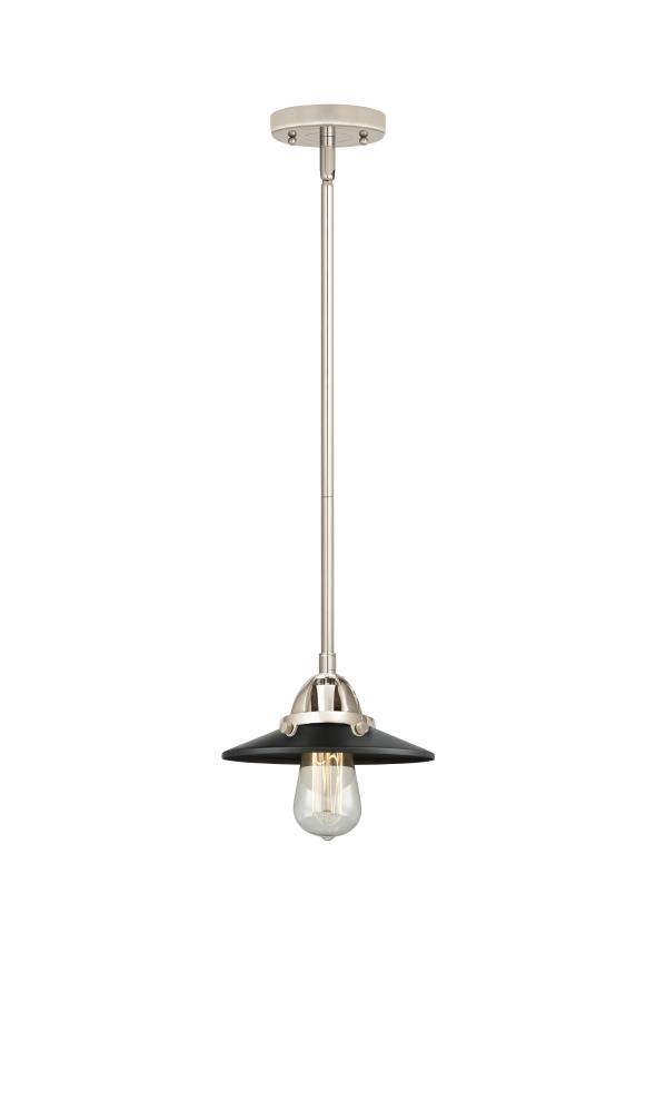 Railroad - 1 Light - 8 inch - Polished Nickel - Stem hung - Mini Pendant