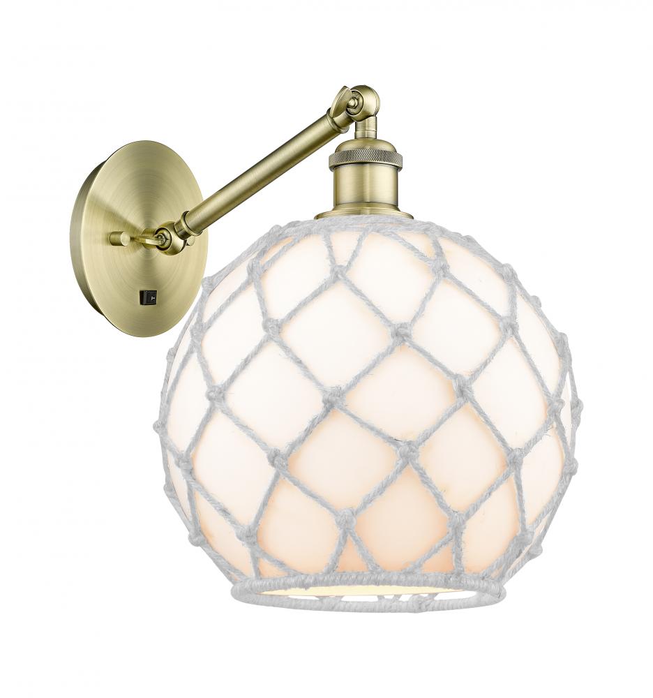 Farmhouse Rope - 1 Light - 10 inch - Antique Brass - Adjustable - Sconce