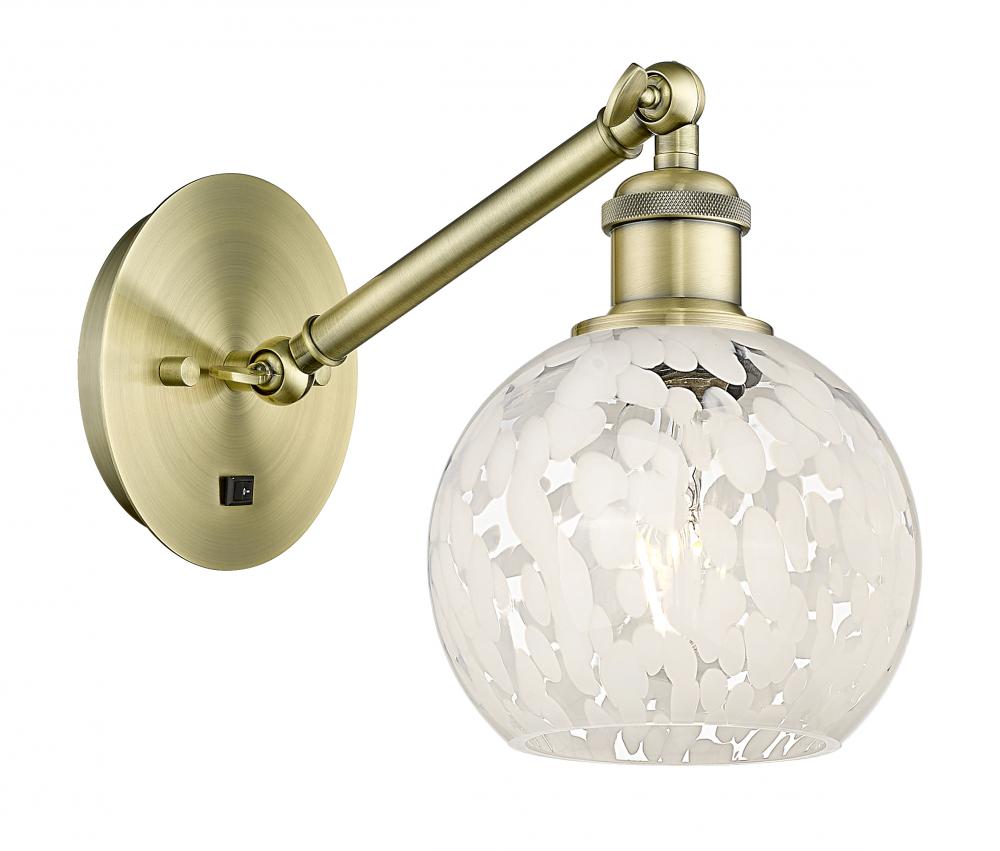 White Mouchette - 1 Light - 6 inch - Antique Brass - Adjustable Sconce