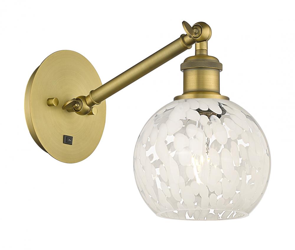 White Mouchette - 1 Light - 6 inch - Brushed Brass - Adjustable Sconce