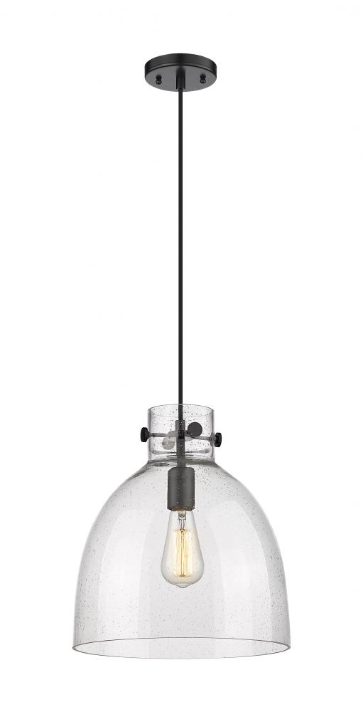 Newton Bell - 1 Light - 12 inch - Matte Black - Cord hung - Pendant