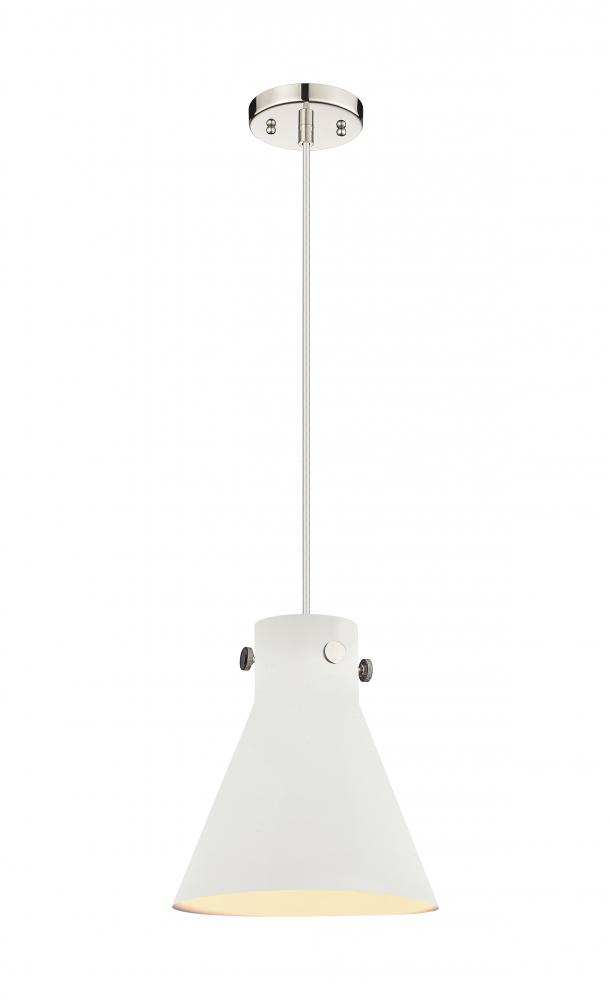 Newton Cone - 1 Light - 10 inch - Polished Nickel - Cord hung - Pendant