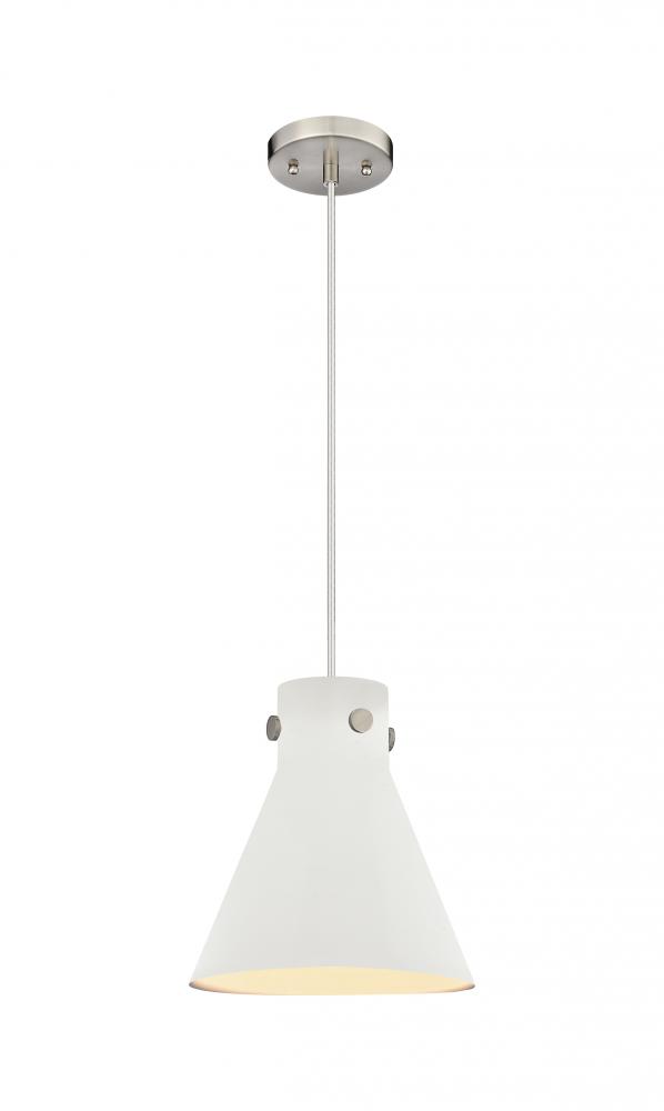 Newton Cone - 1 Light - 10 inch - Satin Nickel - Cord hung - Pendant