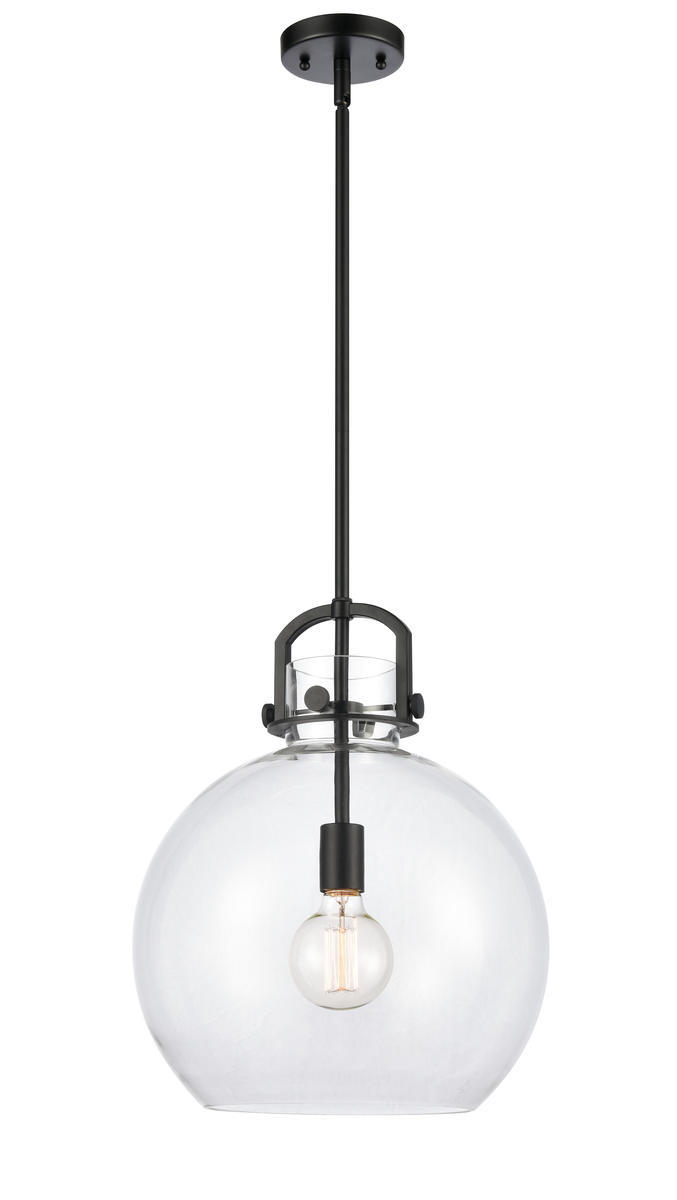 Newton Sphere - 1 Light - 14 inch - Matte Black - Stem hung - Pendant