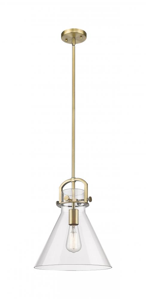 Newton Cone - 1 Light - 12 inch - Brushed Brass - Mini Pendant