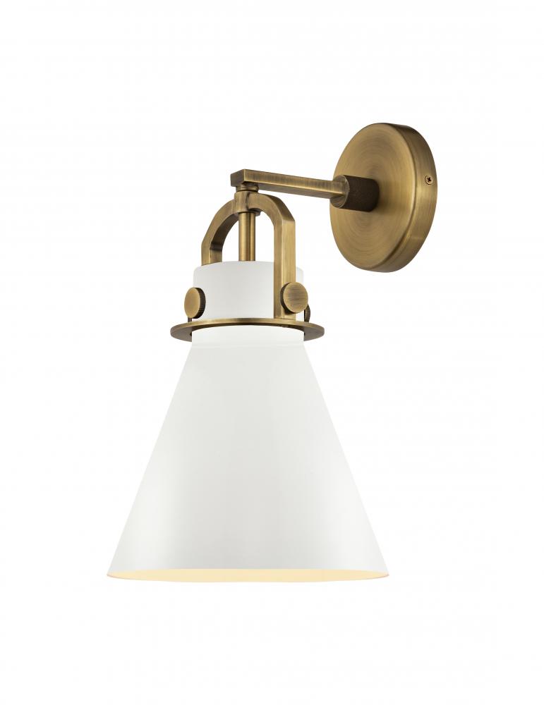 Newton Cone - 1 Light - 8 inch - Brushed Brass - Sconce
