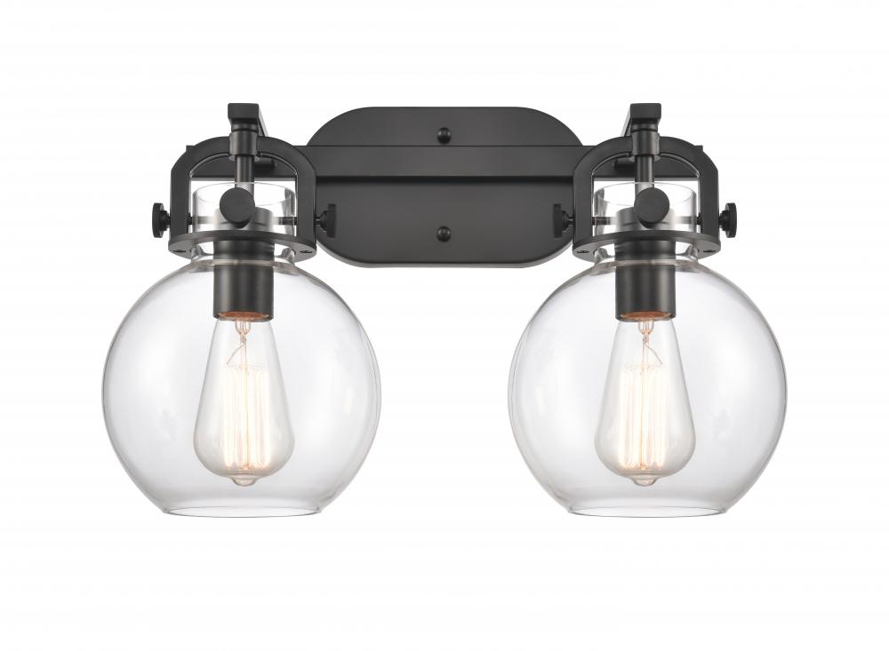 Newton Sphere - 2 Light - 17 inch - Matte Black - Bath Vanity Light