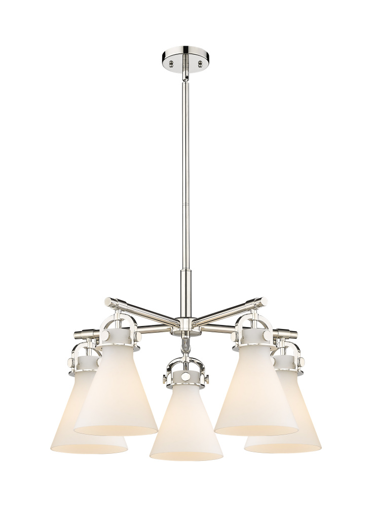 Newton Cone - 5 Light - 26 inch - Polished Nickel - Chandelier
