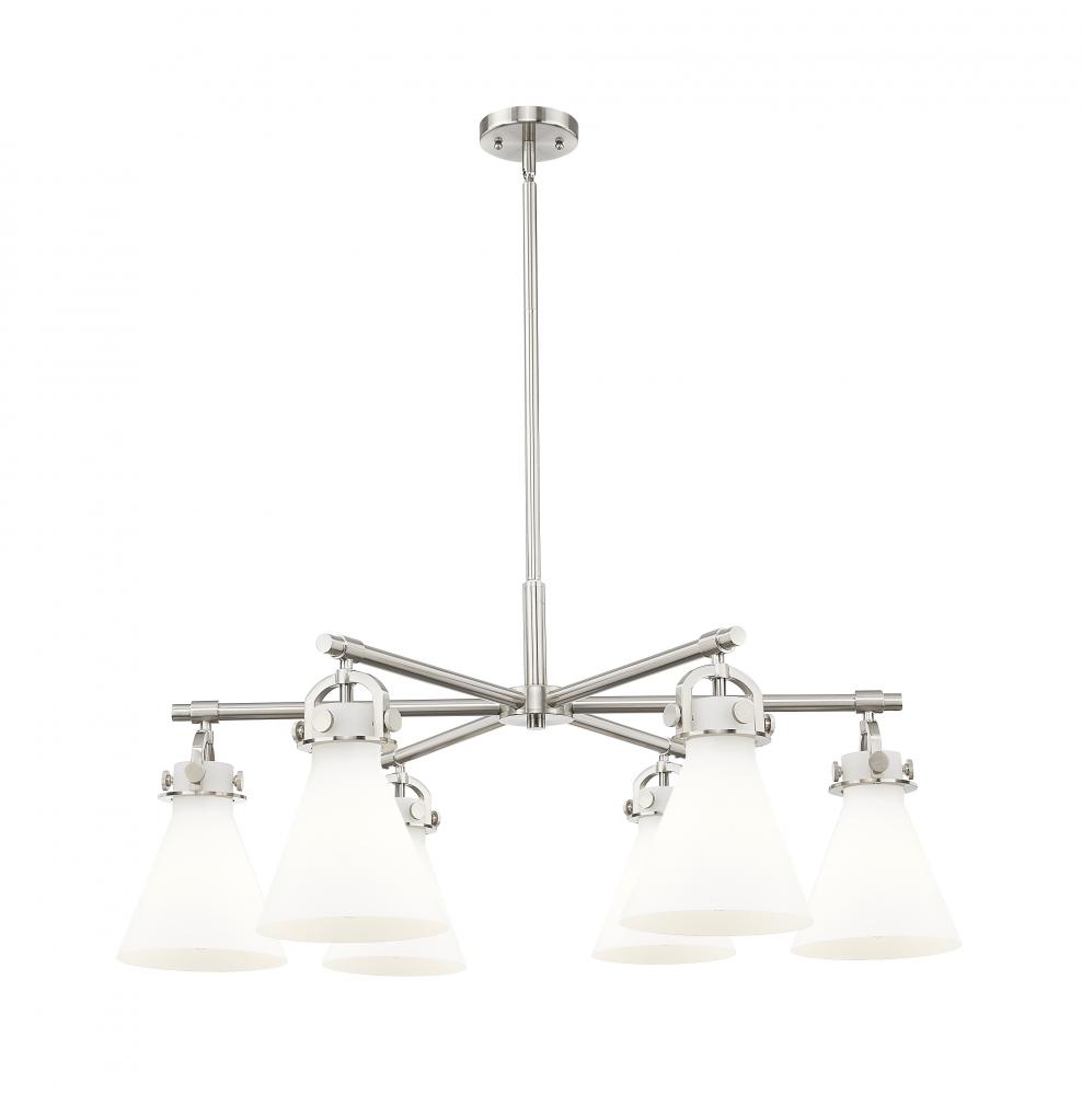 Newton Cone - 6 Light - 26 inch - Satin Nickel - Chandelier
