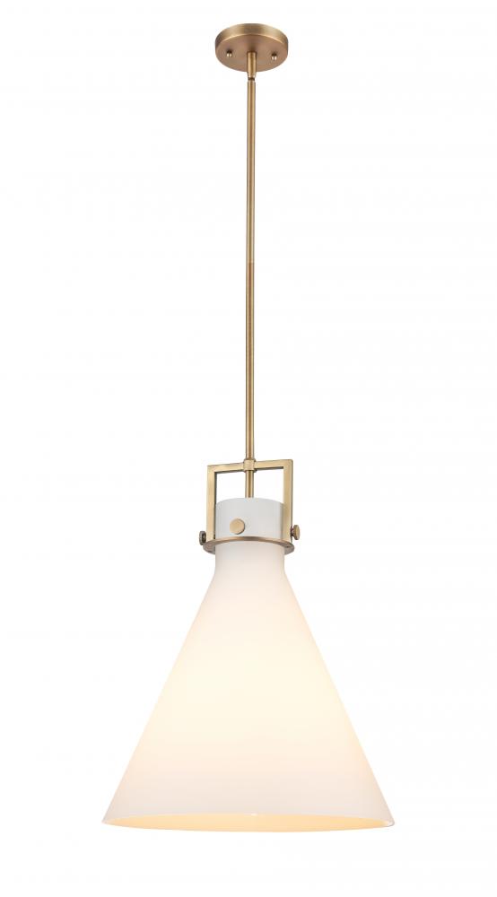 Newton Cone - 1 Light - 16 inch - Brushed Brass - Stem hung - Pendant