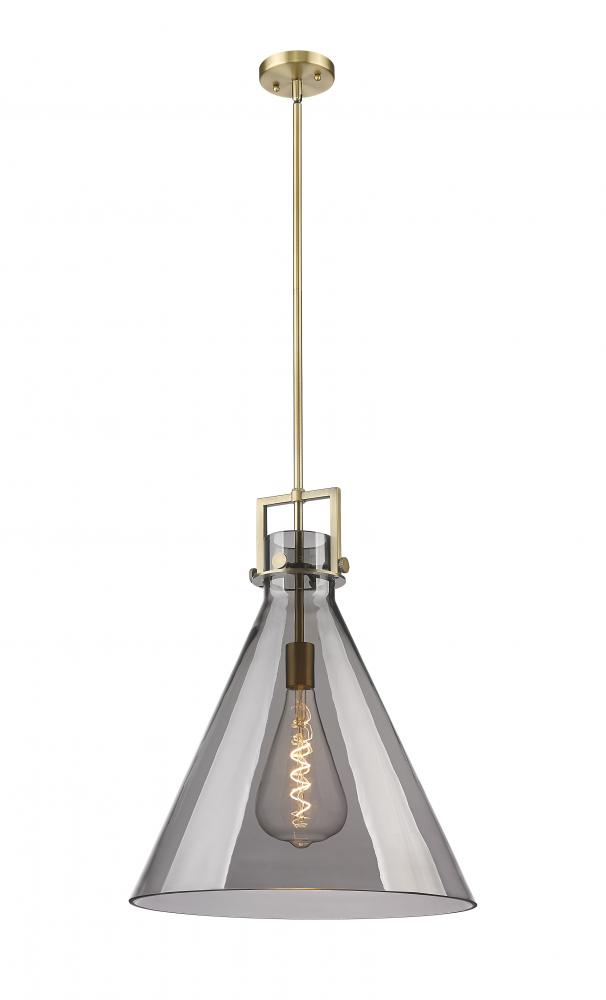 Newton Cone - 1 Light - 18 inch - Brushed Brass - Stem hung - Pendant