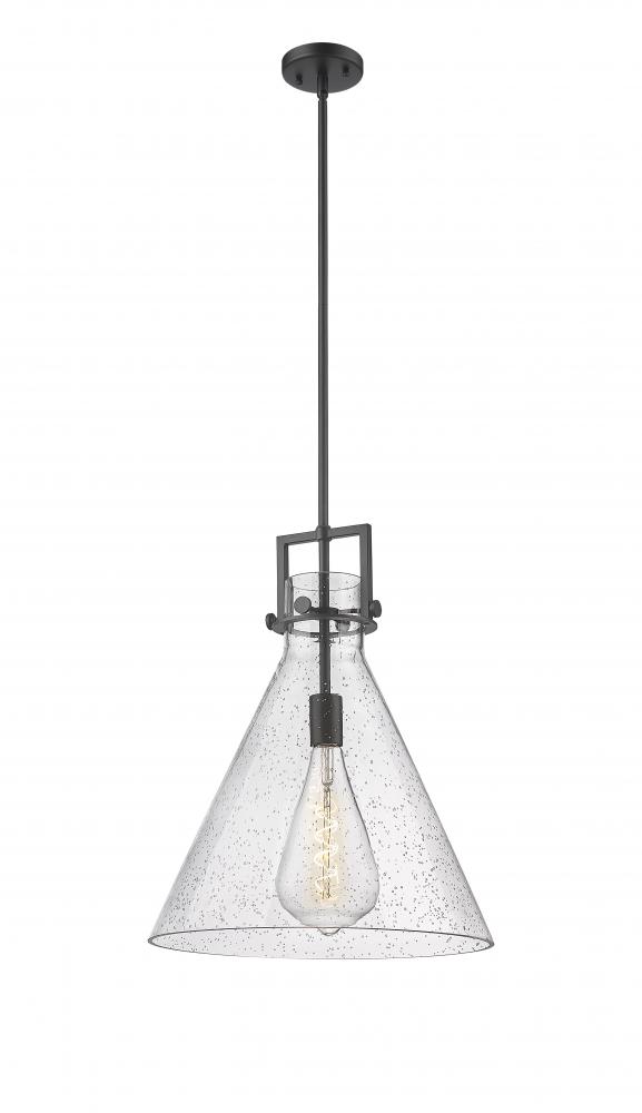 Newton Cone - 1 Light - 16 inch - Matte Black - Stem hung - Pendant