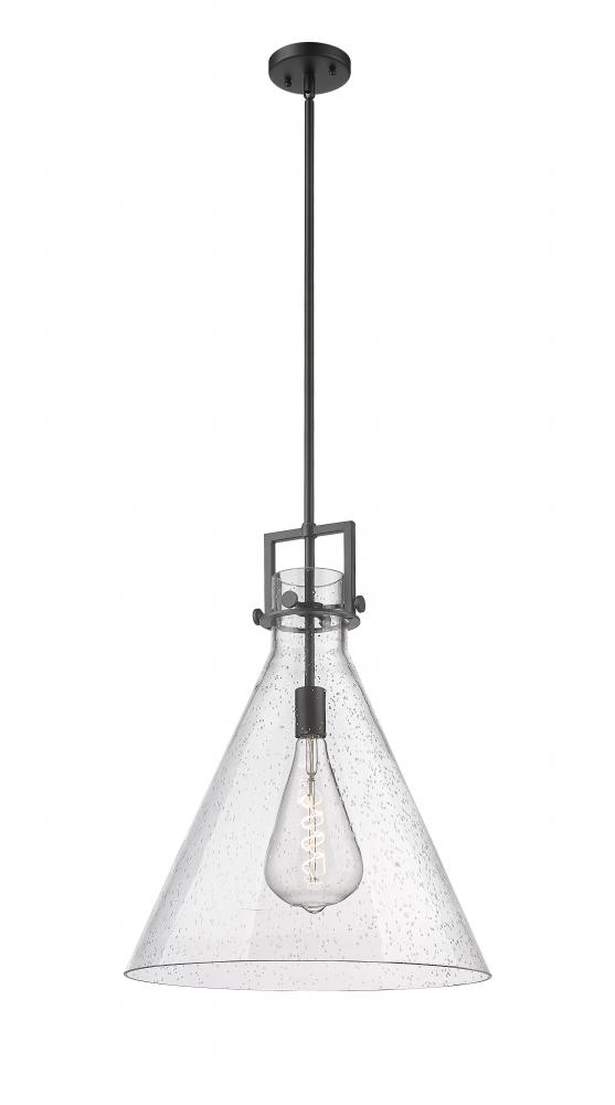 Newton Cone - 1 Light - 18 inch - Matte Black - Stem hung - Pendant