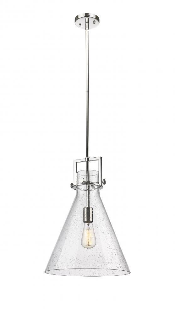 Newton Cone - 1 Light - 14 inch - Polished Nickel - Stem hung - Pendant