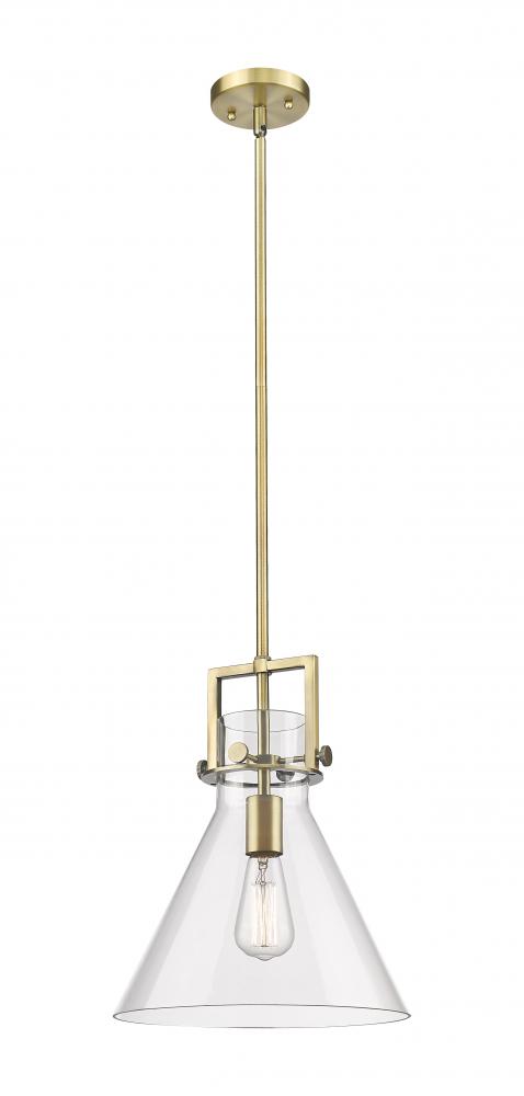 Newton Cone - 1 Light - 12 inch - Brushed Brass - Mini Pendant