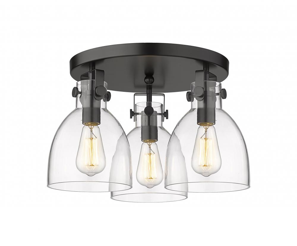 Newton Bell - 3 Light - 18 inch - Matte Black - Semi-Flush Mount