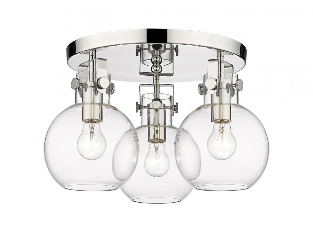 Newton Sphere - 3 Light - 18 inch - Polished Nickel - Semi-Flush Mount