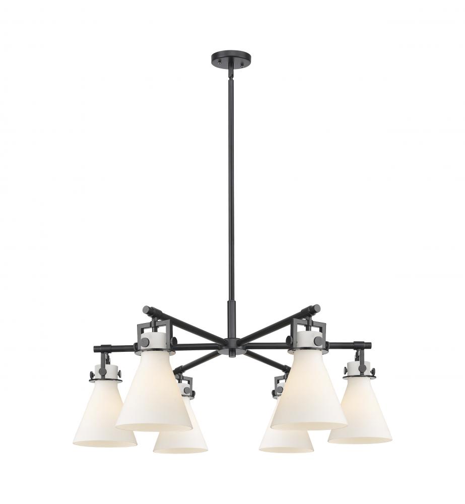 Newton Cone - 6 Light - 26 inch - Matte Black - Chandelier
