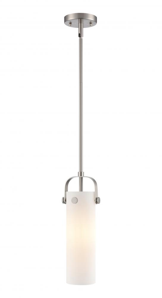 Pilaster II Cylinder - 1 Light - 12 inch Long Glass - Satin Nickel - Pendant