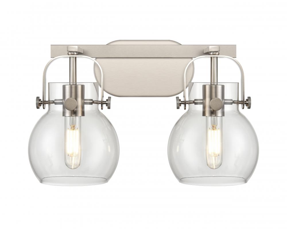 Pilaster II Sphere - 2 Light - 17 inch - Satin Nickel - Bath Vanity Light
