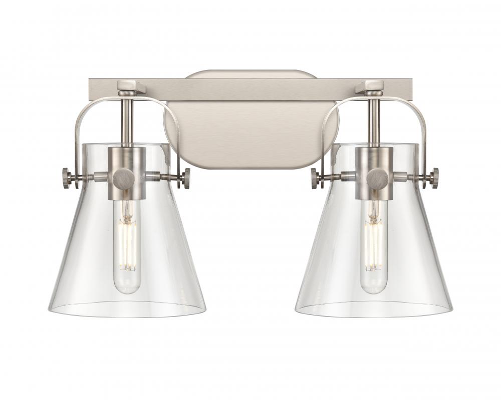 Pilaster II Cone - 2 Light - 17 inch - Satin Nickel - Bath Vanity Light