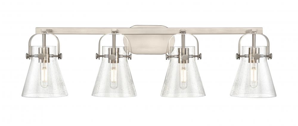 Pilaster II Cone - 4 Light - 37 inch - Satin Nickel - Bath Vanity Light