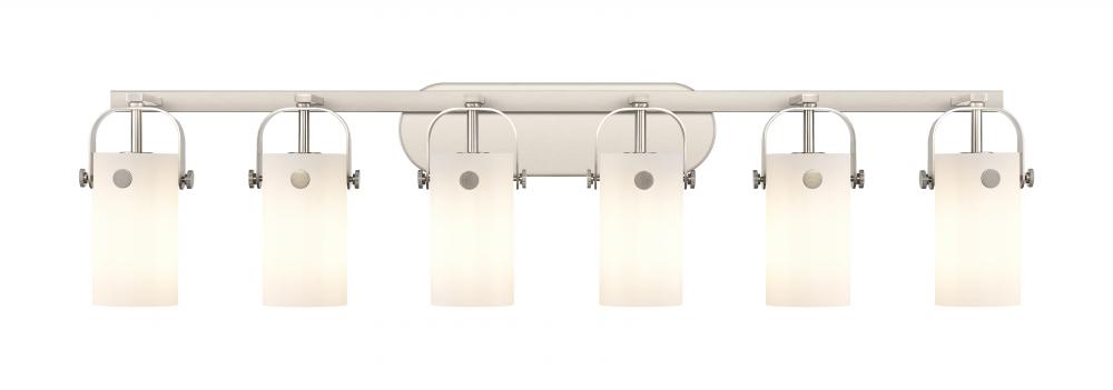 Pilaster II Cylinder - 6 Light - 44 inch - Satin Nickel - Bath Vanity Light