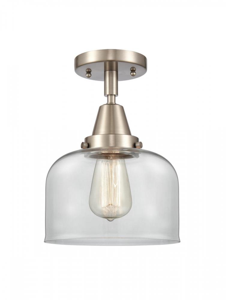 Bell - 1 Light - 8 inch - Brushed Satin Nickel - Semi-Flush Mount